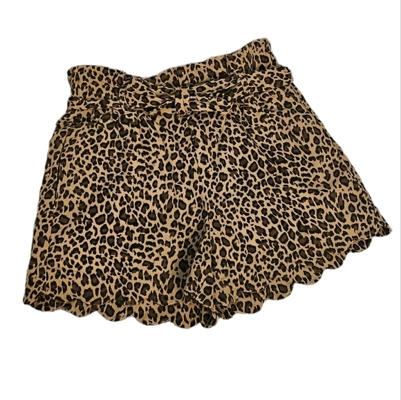 Aaron & Amber Paperbag A-line Leopard Print 97% Cotton 3% Spandex Shorts Size M - Picture 1 of 7